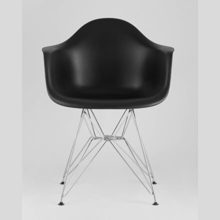 Стул Eames DAR черный, основание хромированный металл, сидение PP пластик 