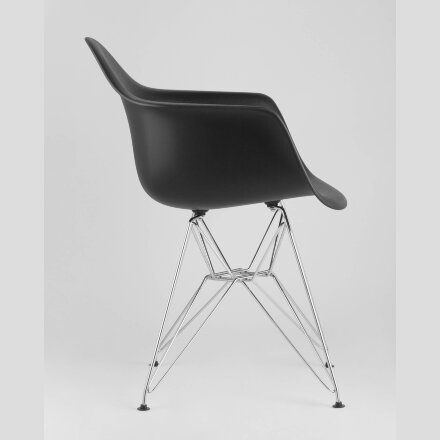 Стул Eames DAR черный, основание хромированный металл, сидение PP пластик 