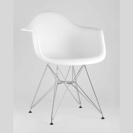 Стул Eames DAR белый, основание хромированный металл, сидение PP пластик 