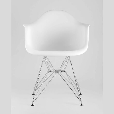 Стул Eames DAR белый, основание хромированный металл, сидение PP пластик 
