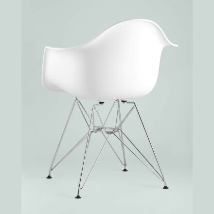 Стул Eames DAR белый, основание хромированный металл, сидение PP пластик 
