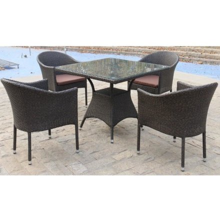 Обеденный комплект плетеной мебели T190B/Y350A-W53 Brown (4+1) 